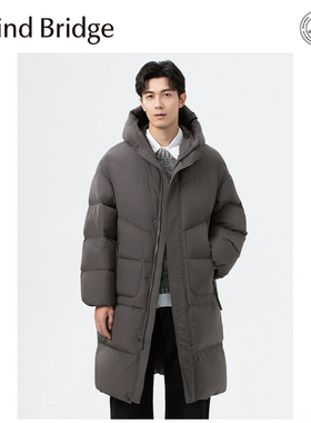 Mind Bridge羽绒服男2025冬季长款过膝加长加厚保暖简约百搭外套