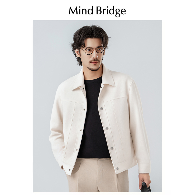 Mind Bridge2024春秋季斜纹肌理面料抗皱夹克男上衣宽松潮流外套