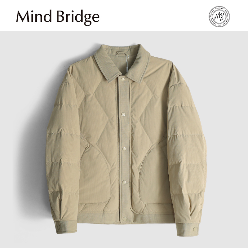 Mind Bridge轻薄羽绒服男士2025秋冬新款衬衫式工装翻领商务外套