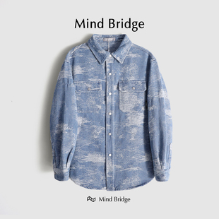 牛仔夹克外套男休闲宽松外套夹克2024春秋 式 Mind Bridge格纹衬衫