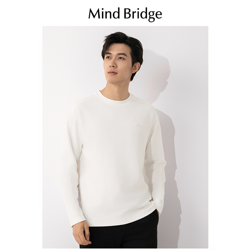Mind Bridge亲肤莫代尔棉抗静电打底衫男长袖t恤春秋纯色内搭上衣