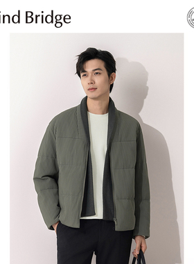 Mind Bridge2025秋冬季新款男士日系复古拼接90白鸭绒羽绒服外套