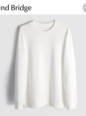 Mind Bridge莫代尔长袖t恤男2025秋冬打底衫纯色圆领白色体恤上衣