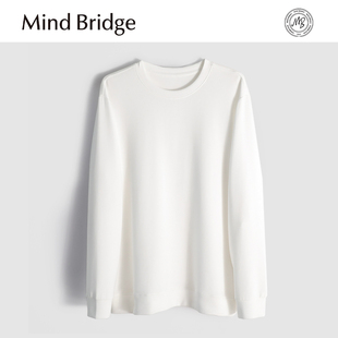 纯色圆领白色体恤上衣 t恤男2025秋冬打底衫 Mind Bridge莫代尔长袖