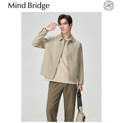 Mind Bridge2025早秋新款男士高端轻奢肌理感提花衬衫式夹克外套