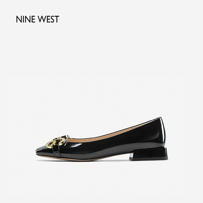 NineWest/玖熙通勤漆皮低跟单鞋