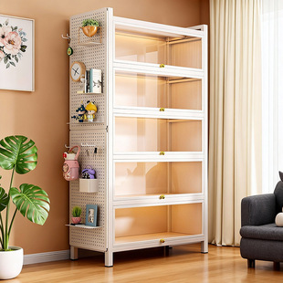 家用钢制书柜带玻璃门盲盒手办展示柜儿童防尘书架铁艺收纳铁皮柜