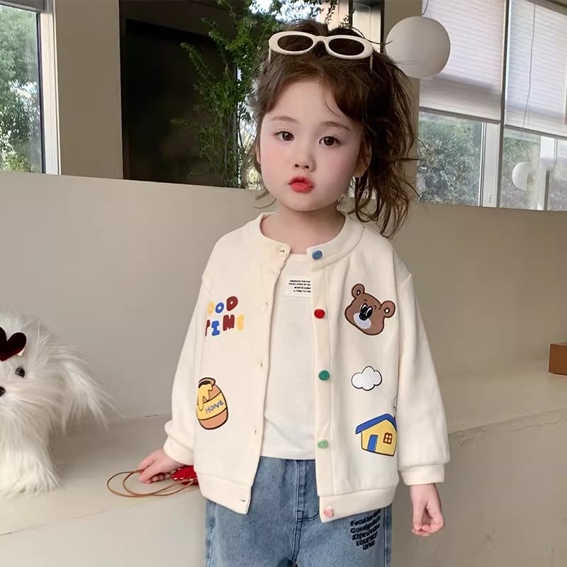 法国儿童装薄款开衫春季女童女宝宝外套新款汉堡春装卫衣上衣春秋图片