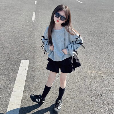 法国女童卫衣春装新款儿童韩系穿搭衣服女孩春秋大童洋气时髦上衣