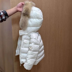 法国男童羽绒服儿童外套冬装新款白色爆款上衣宝宝加厚排骨款衣服