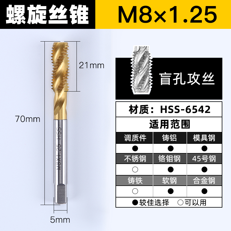 机用丝锥丝攻螺旋攻丝钻头sm6/4/8/3加长细牙管螺纹不锈钢钻攻一