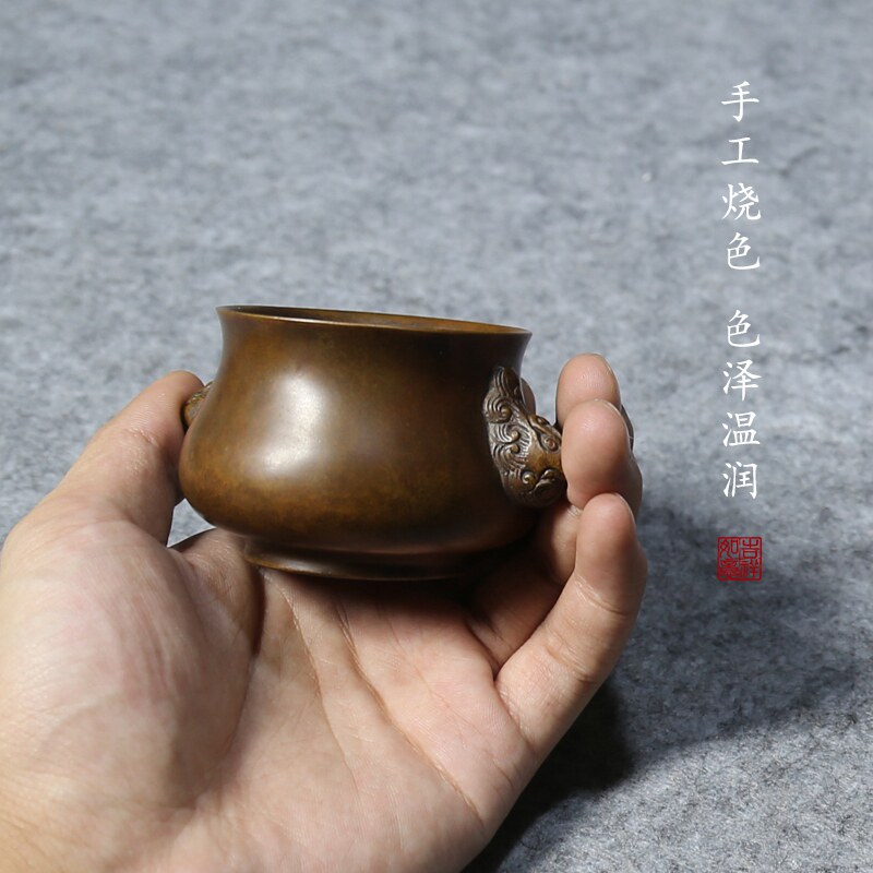 热销纯铜香炉宣德炉琴炉小号一炷C香天鸡耳家用室内仿古盘香炉檀