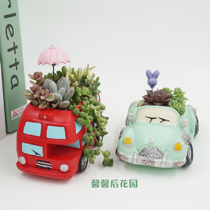 热销小汽车e多肉植物花盆创意可爱组合拼盘微景观装饰摆件幼儿园