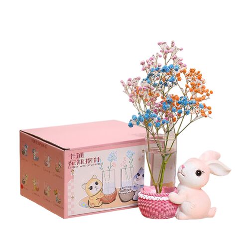 热销可爱创意小兔子玻璃试u管花瓶家居好物客厅办公室桌面工位装