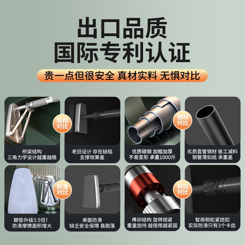 热销单杠室内家用引体向上器w家庭儿童吊环免打孔墙上门框单杆健