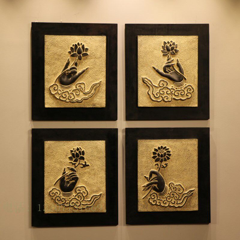 热销中式复古禅意家居装饰画v 工艺品 浮雕挂件壁饰 佛手Z墙饰 华