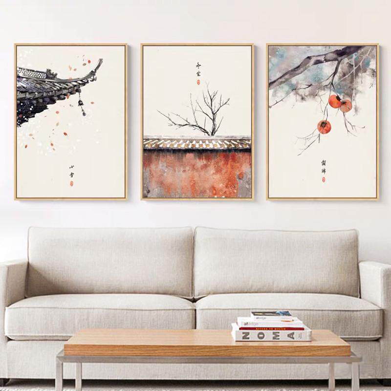 热销二十四节气日式挂画餐厅装饰画2F4现代简约风客厅新款三联画