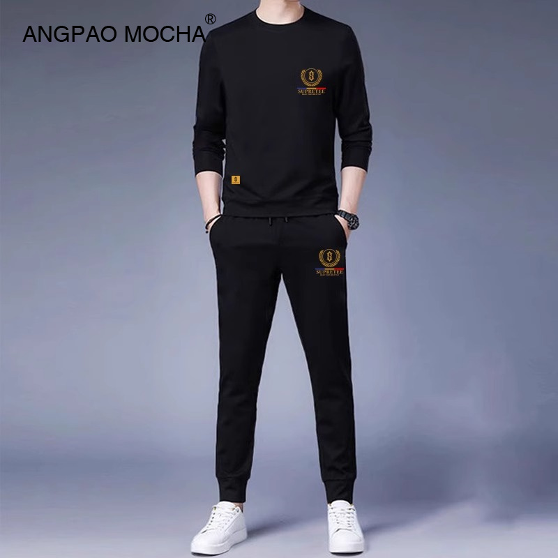 运动服套装男2024秋冬款衣服加绒加厚一套搭配卫衣卫裤两件套男