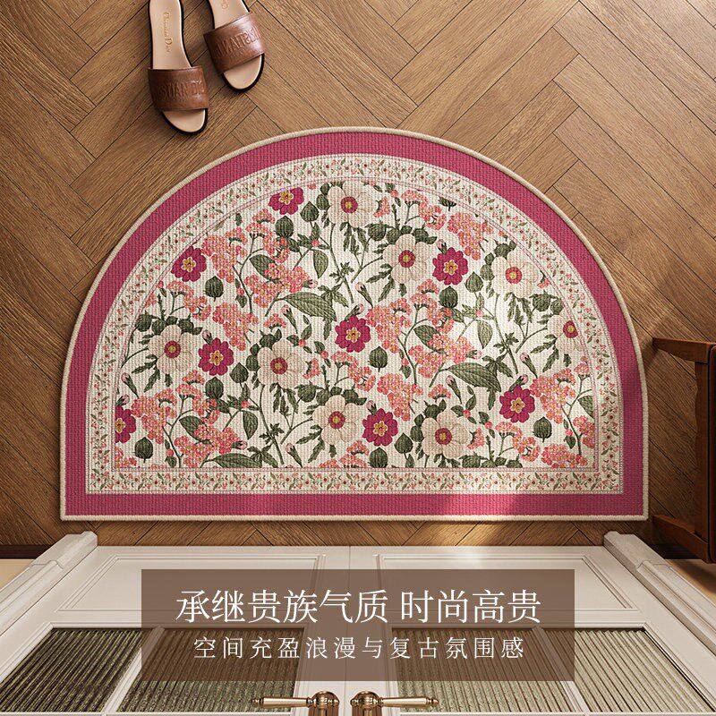 速发花汀地垫入户门进门地毯玄关客厅防水防滑美式田园轻奢高档可