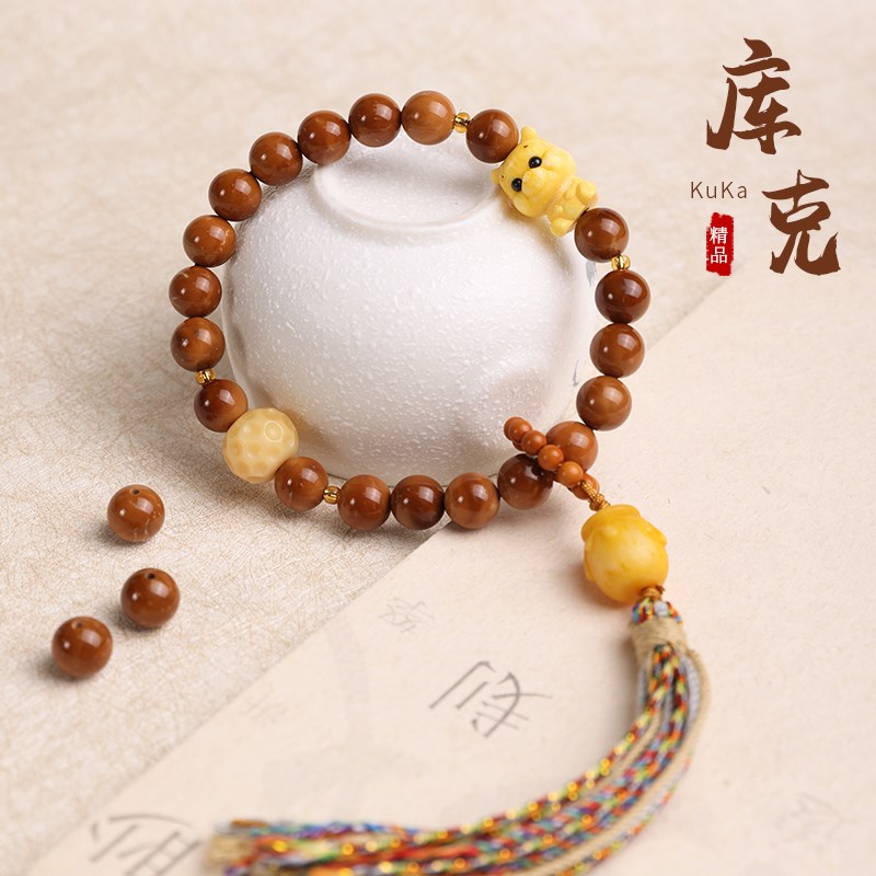 速发精品高抛库克圆珠手串菩提念珠根付配饰手编绳盘玩单圈手持