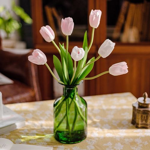 速发年金香假花花房间饰室新郁客厅装卧花艺餐桌摆件干花花束