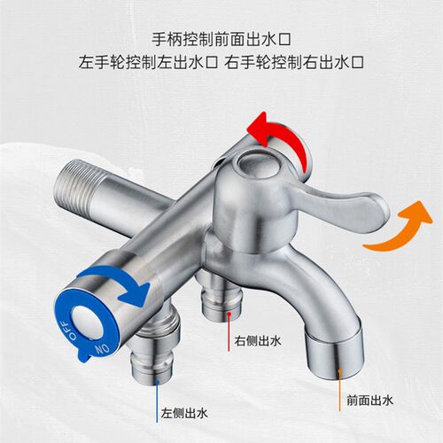 速发一进三出洗衣机台拖把池枪通马桶分流器多功能三喷三带控