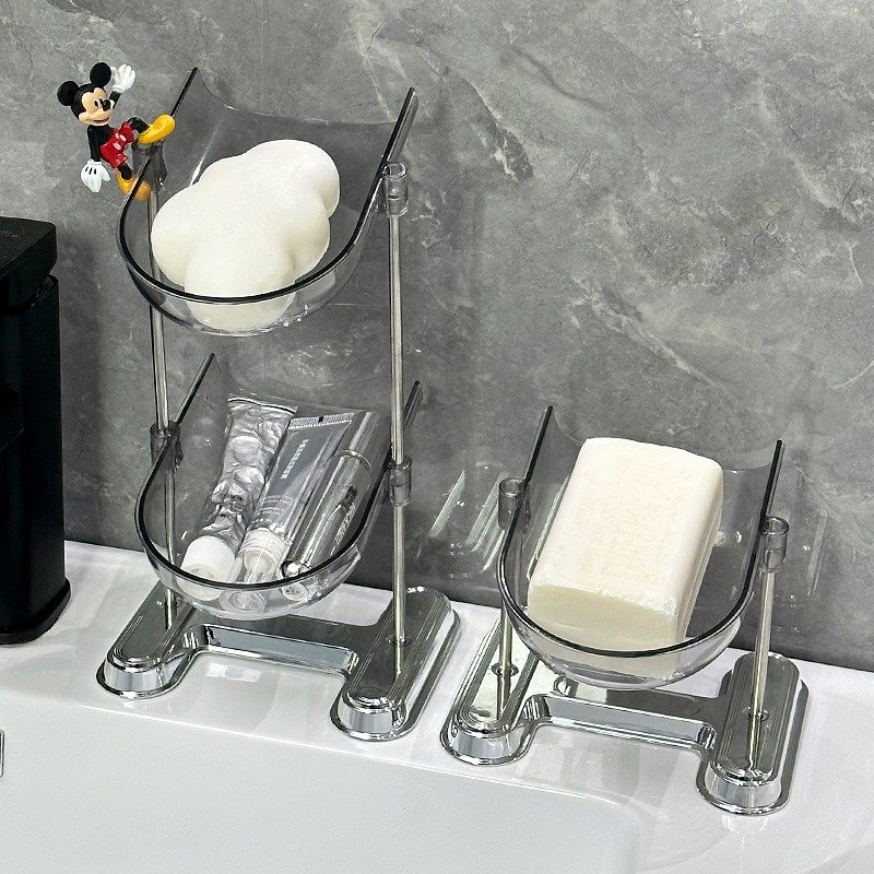 速发浴室轻奢肥皂盒家水沥水香皂层奶油风双盒卫生间台面不积用沥