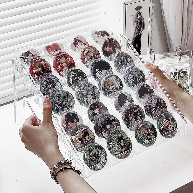 速发桌面卡克力多功能透明吧唧收纳盒谷子片亚分层整理置物展示架