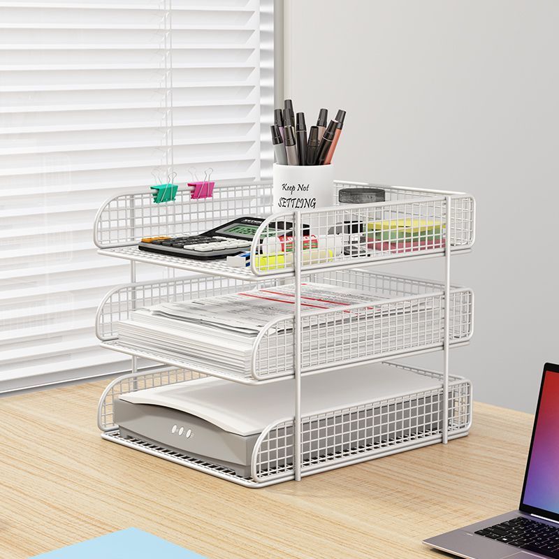 速发办公桌置物架文件座文件盘二三理横式框件文档案整层资料收纳