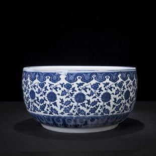 速发陶德镇景瓷 青花瓷聚宝盆家居装中品摆件 新饰式瓷器博古架摆