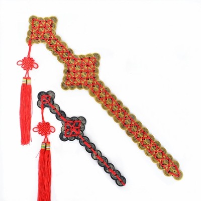 速发吉祥铜法剑金装剑招财钱饰剑摆件 钱器双排铜剑乾隆皇铜邮