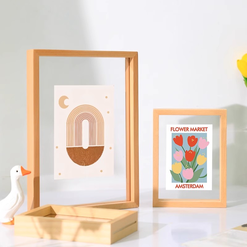 速发双面透明相框摆台亚克片画框装裱6寸8照片标本框架明4a信力展