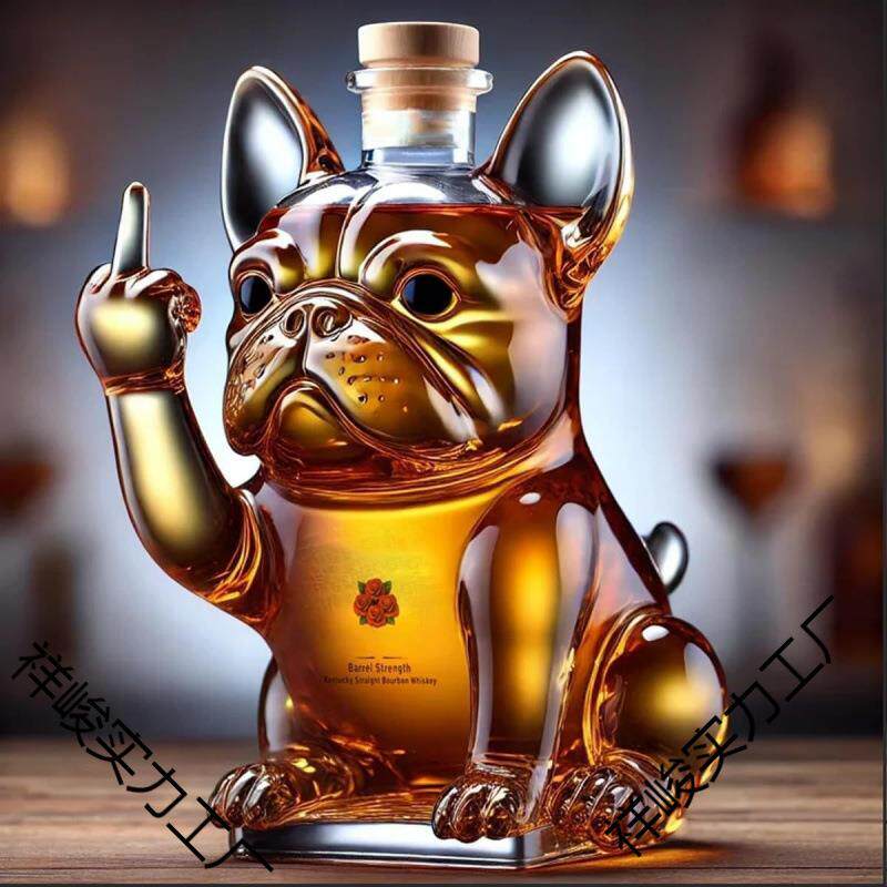 跨境 Funny French Bulldog Whiskey Bottle 有趣的威士忌酒瓶