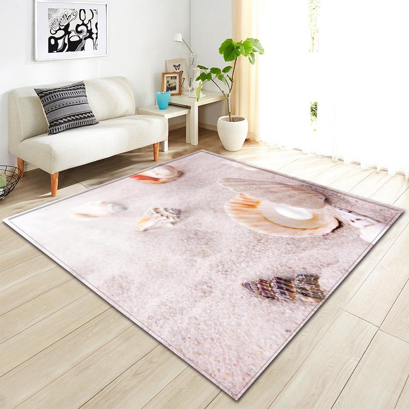 跨境网络热销贝壳海滩地毯家居装饰来图厂家直销地垫防滑垫