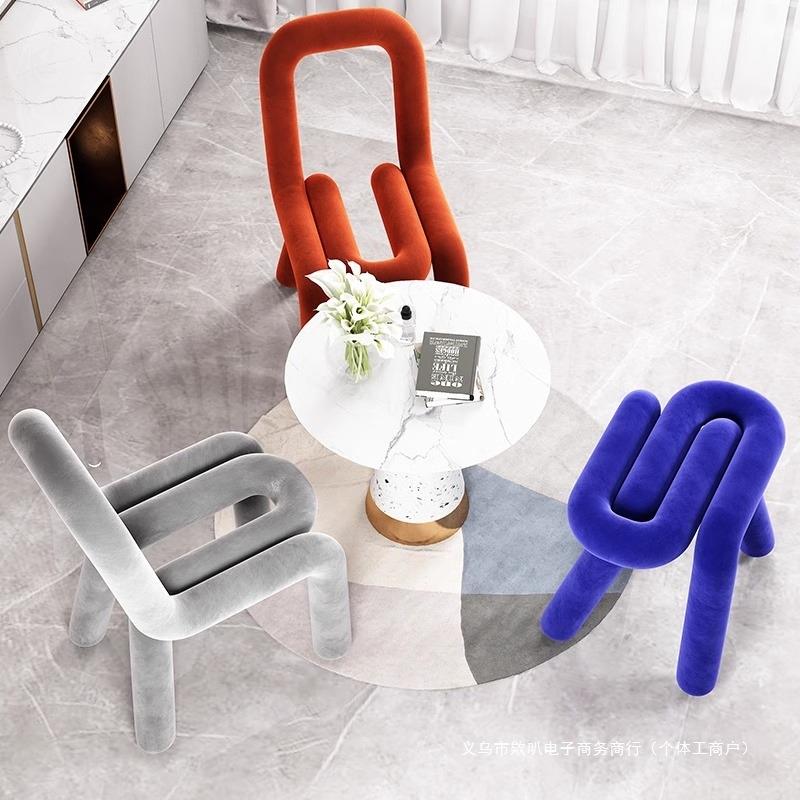 异形椅艺术化妆椅卧室梳妆凳子弯管设计师女士梳妆台椅子创意椅子