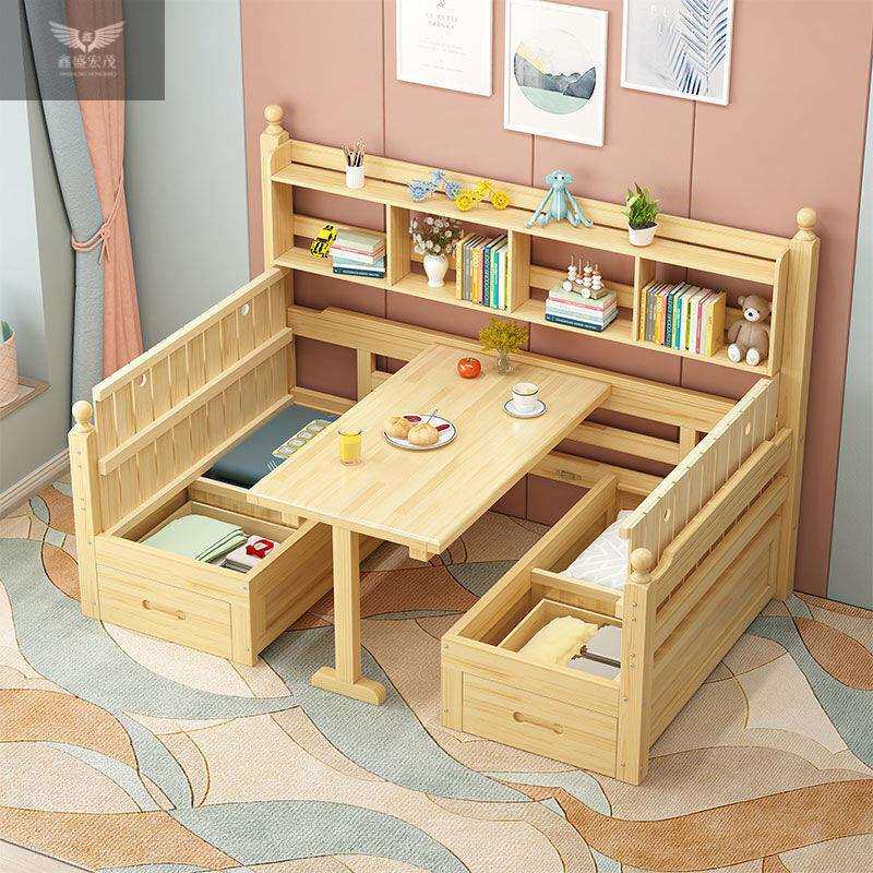 实木沙发床一体两用客厅小户型可折叠多功能组合家用带书桌储物