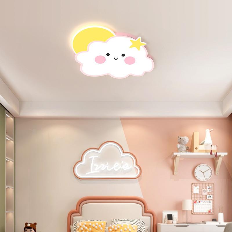 彩虹儿童房吸顶灯现代简约大气创意云朵女孩子房间灯小公主卧室灯