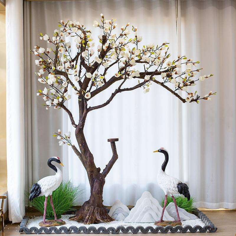 仿真玉兰树假花树绿植大型室内造景商场橱窗落地景观装饰场景布置