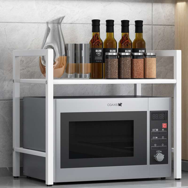 日韩金属微波炉架大号置物架厨房佐料瓶整理收纳架二层黑白两色