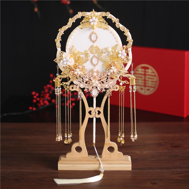 新娘喜扇秀禾服团扇结婚婚礼团扇古风扇子出嫁扇喜字扇中式手捧花