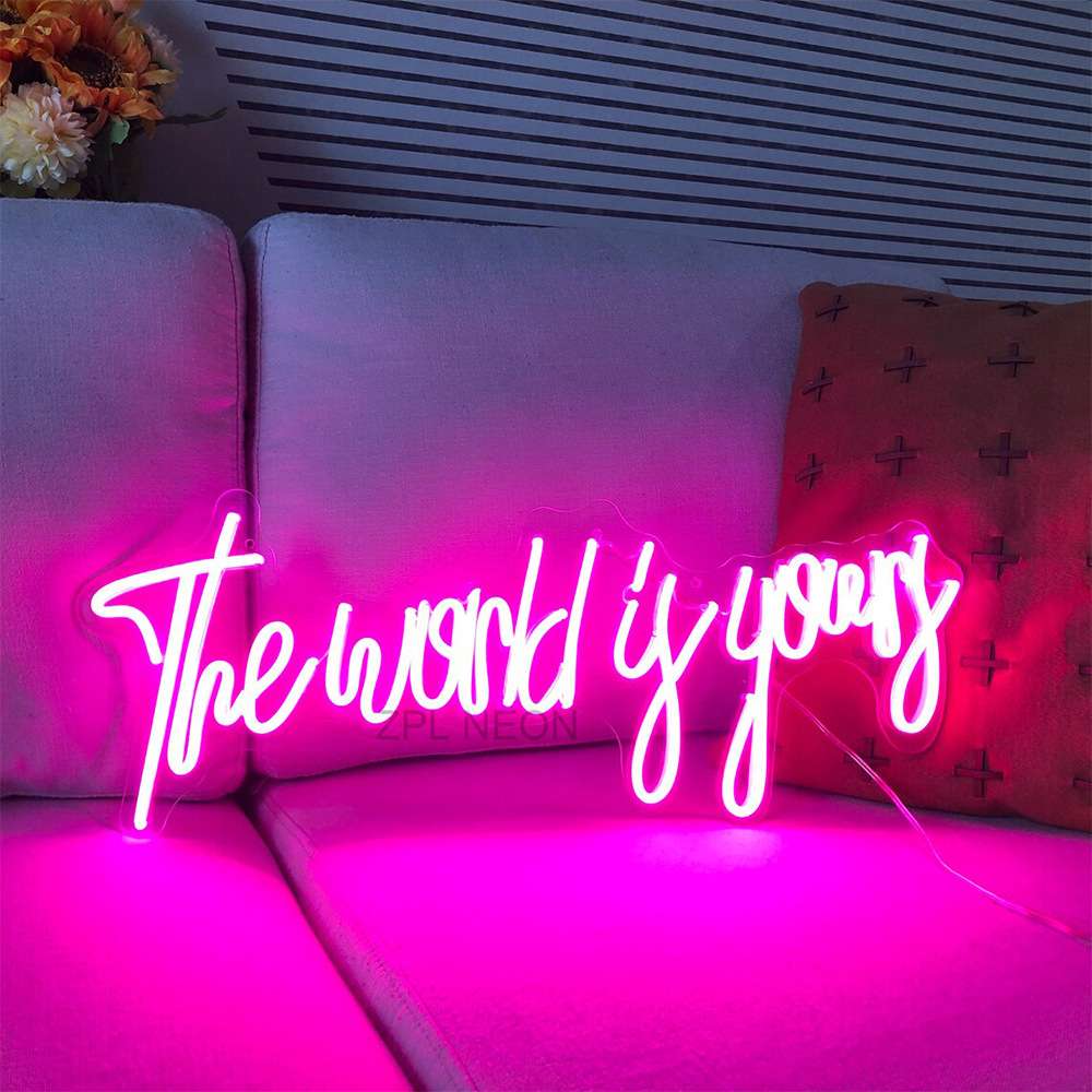 字母霓虹灯The world is yours求婚表白潮流装饰灯英文发光字境