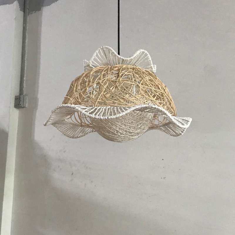 东南亚复古客厅餐厅灯日式灯具竹编艺术灯麻绳铁艺藤艺三合一吊灯