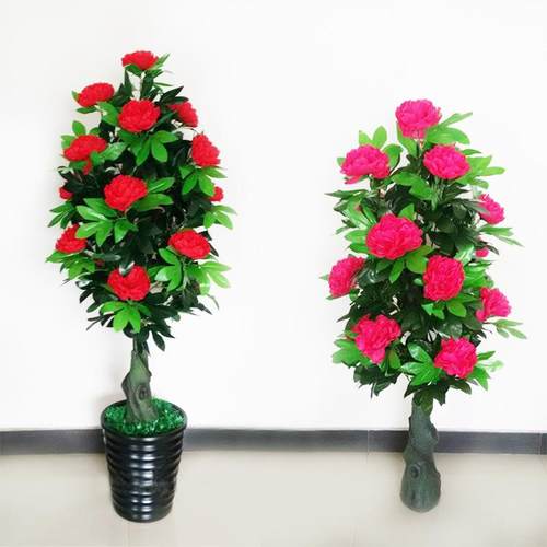 仿真花牡丹花绿植盆栽人造塑料假花摆件客厅落地家居婚庆装饰