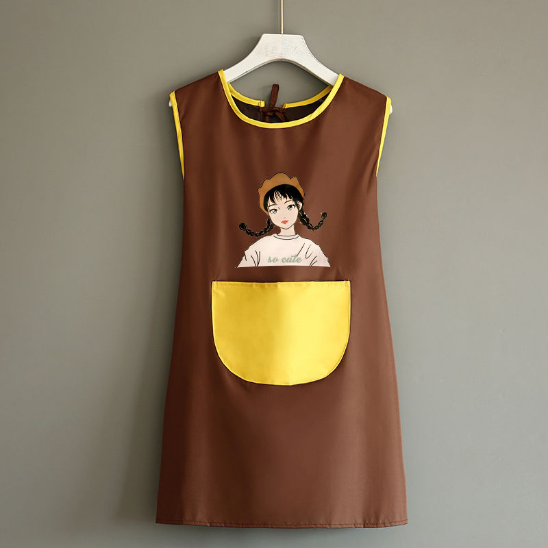 厨房家用防水防油时尚韩版可爱日系秋夏薄M款无袖坎肩背心式围裙