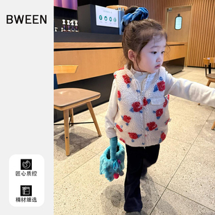 女童外套冬季2025新款女宝宝洋气加厚加绒保暖开衫儿童马甲冬天潮