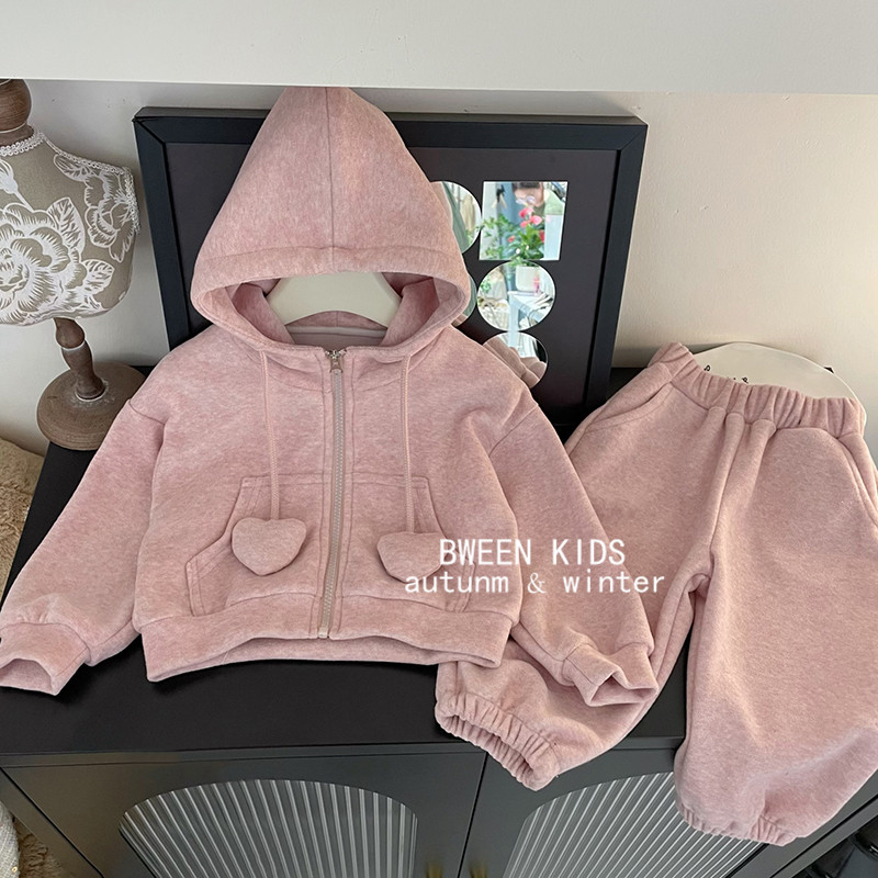 韩式童装女童春季套装2026新款宝宝韩版儿童甜美可爱连帽外套裤子