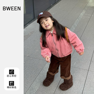 女童外套冬季2025新款女宝宝时尚韩版洋气翻领夹棉儿童上衣冬天潮