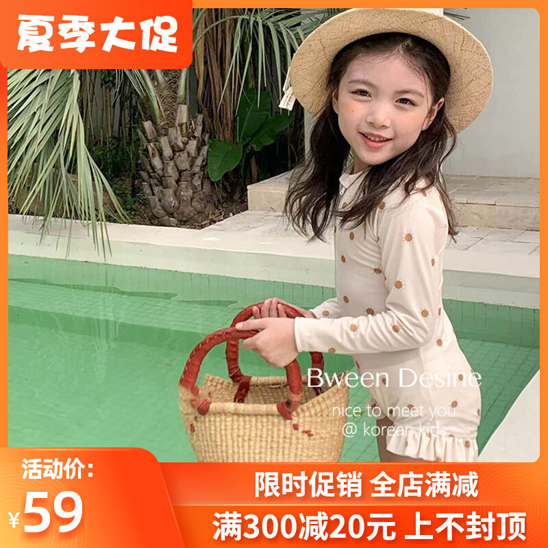 女童连体泳衣2023夏季新款韩版洋气女宝宝时尚游泳衣儿童波点泳装