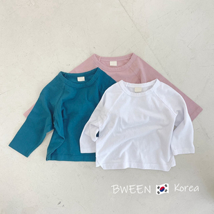 韩版童装儿童T恤春秋新款洋气男童百搭基本款韩版女童白色打底衫