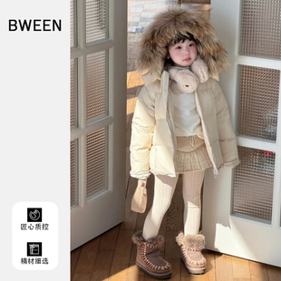 女童冬季羽绒服25新款洋气韩版女宝宝大毛领保暖白鸭绒连帽外套冬